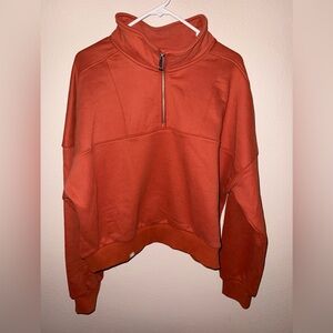 Alexander Jane‎ Women's Rust Quarter Zip Semi Cropped Pullover size 1X/2X